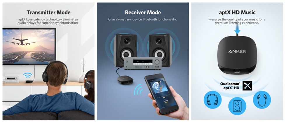 は自分にプチご褒美を Anker Soundsync Bluetooth トランスミッター レシーバー 高音質 2-in-1 5.0 黒